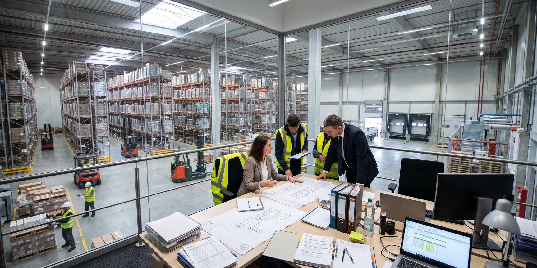 Asset-Management und steuerliche Prüfung einer Logistikimmobilie in Deutschland mit Mezzanin-Blick auf Lagerlogistik und Betriebsvorrichtungen.